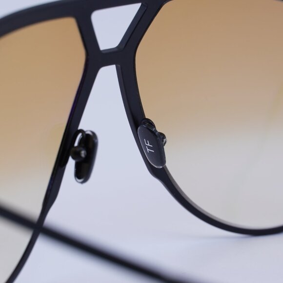 Tom Ford Xavier FT1060 01F Sunglasses Shiny Black Aviator Frame, Brown Lenses - Picture 7 of 10